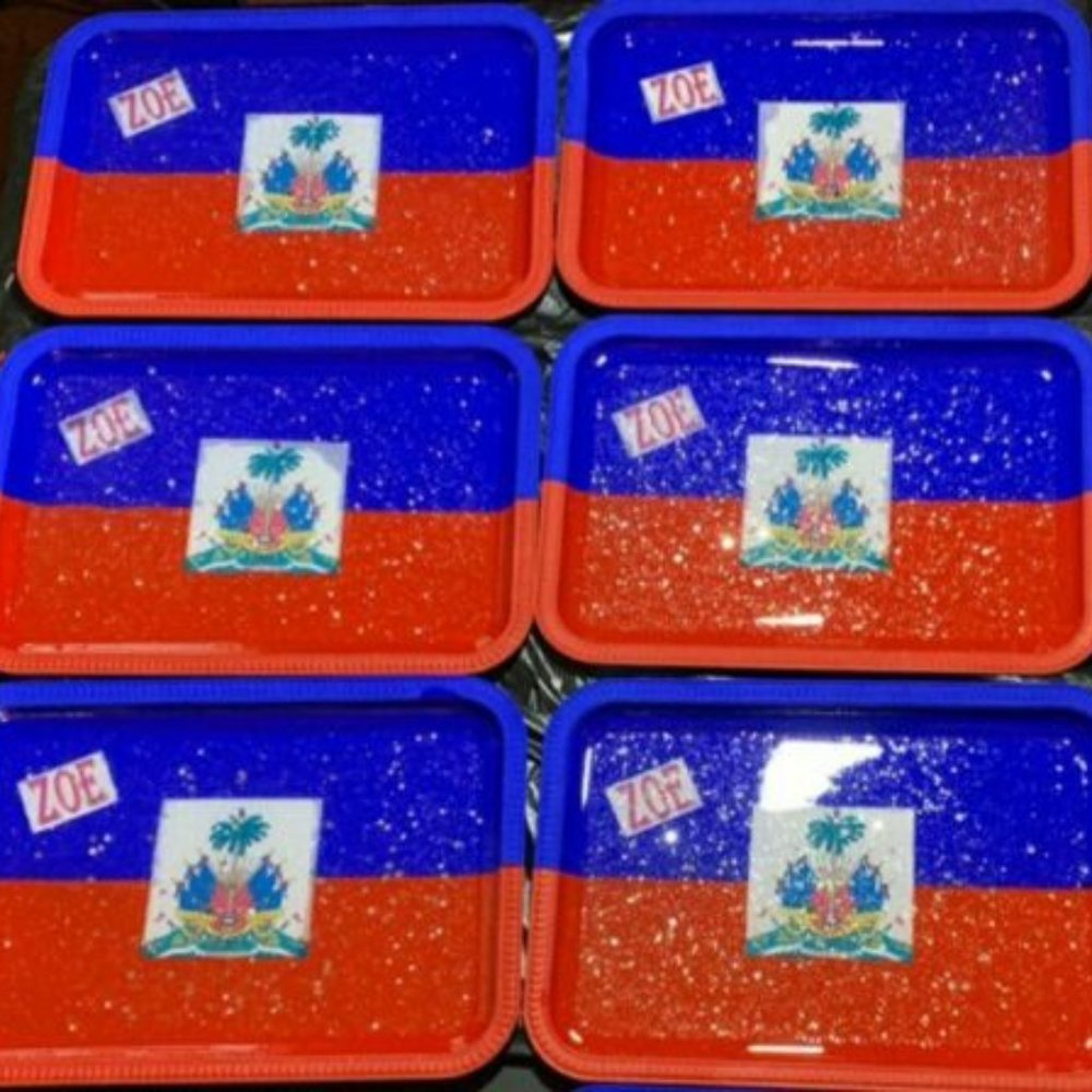 Custom Haitian Flag Rolling Tray